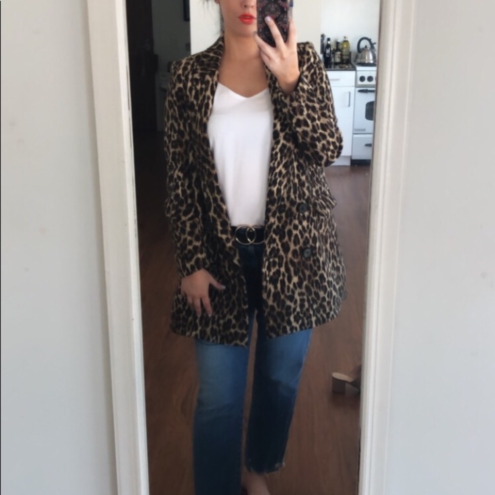 Zara leopard blazer coat